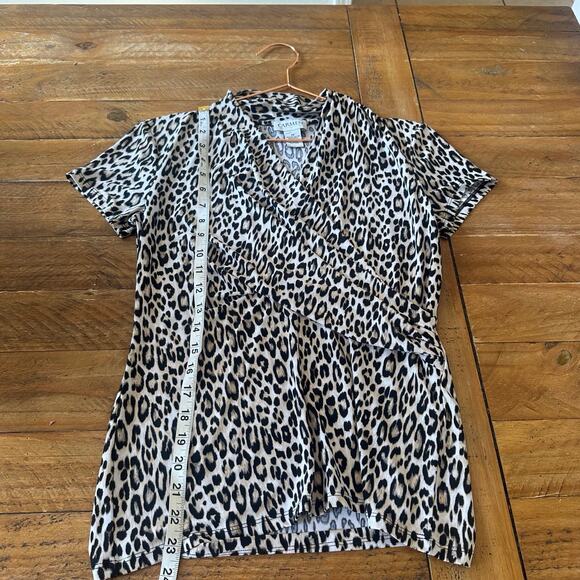 Carmen Marc valvo faux wrap draped blouse animal print size XS - Picture 4 of 5